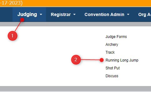 Navigate to the Running Long Jump judging page